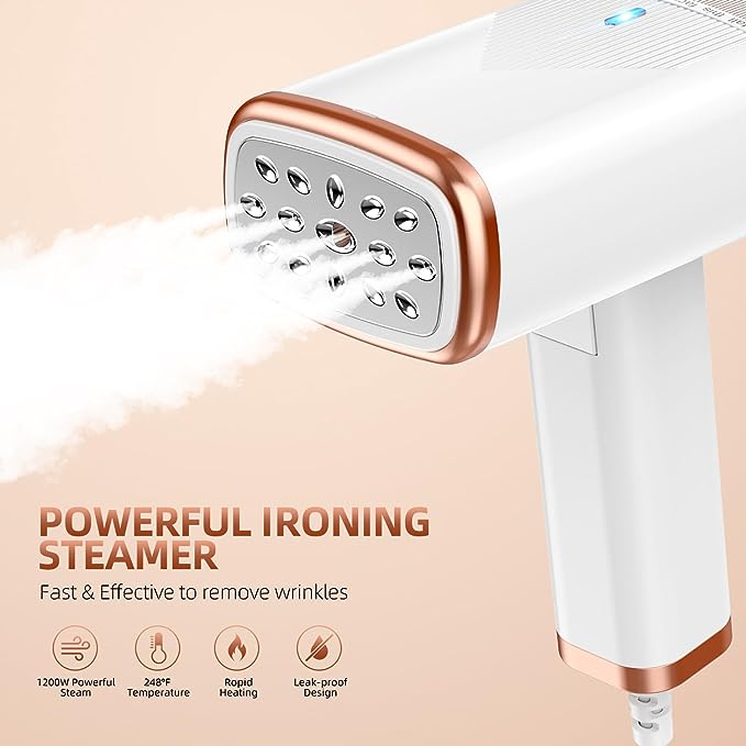 Portable Steamer for Travel Clothes  -Fast Heat-up, 1200W, 120ml Water Tank